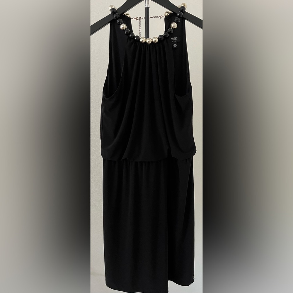 ✨ MSK Beaded Neckline Little Black Dress | Chic Built-in Statement Necklace | MP